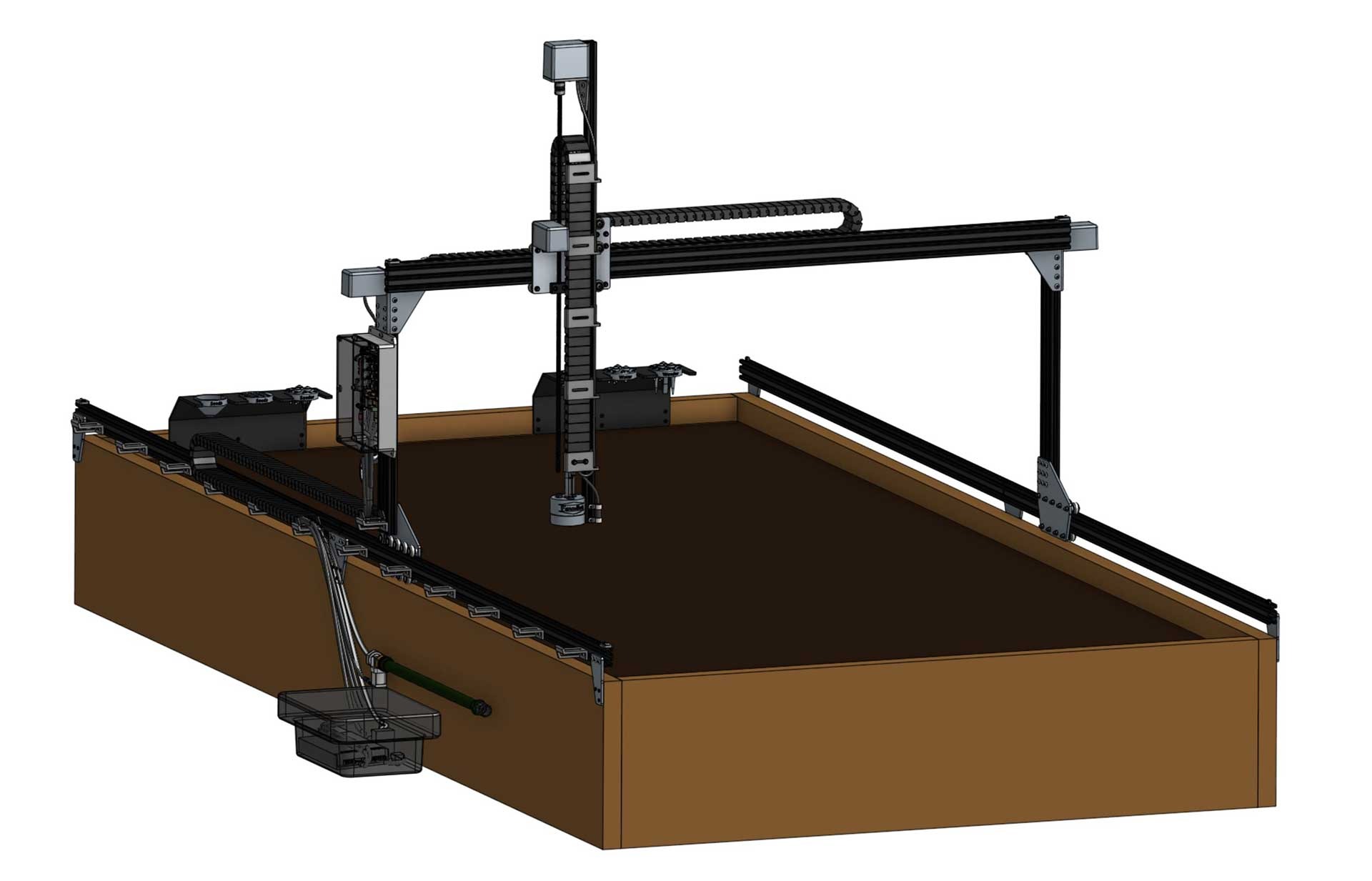 FarmBot prototype body render from the FarmBot OPC UA Control Integration project