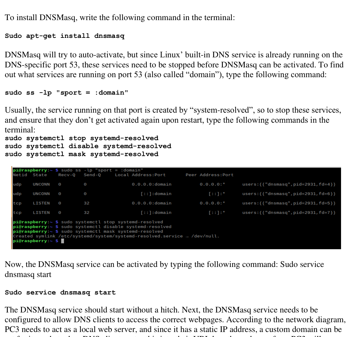DNSMasq setup from the Juniper vSRX Network Services Lab