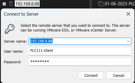 VMware Workstation connect to server flow from the Virtual Machine Infrastructure Project
